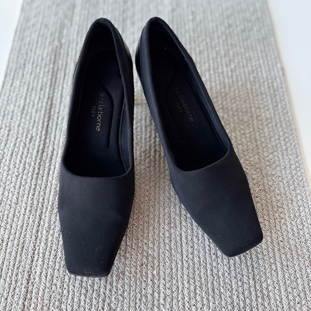 Vtg 90s Liz Claiborne Flex Bravo Black Block Heel Square Toe Pumps Dress Shoes 8